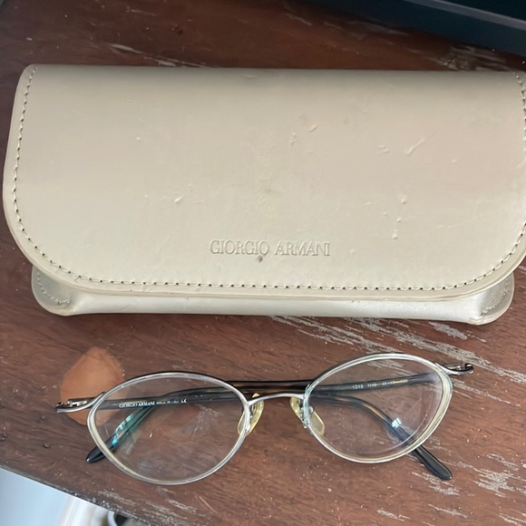 Giorgio Armani vintage 2010 1145 wire rimmed brown tortoise eyeglasses with case